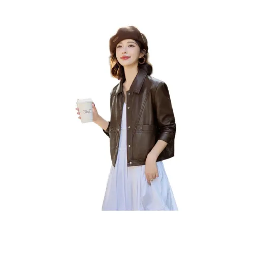 H YXIANG Кожа Куртка Женская