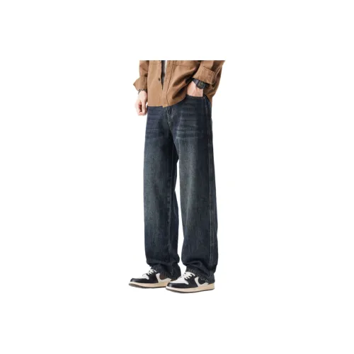 GUJOOCOW Винтажные синие мужские джинсы