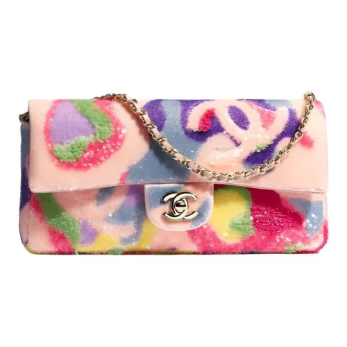 CHANEL Блестки Золото Металл Сумка через плечо Сумка на плечо Мини Женская Розовая Многоцветная