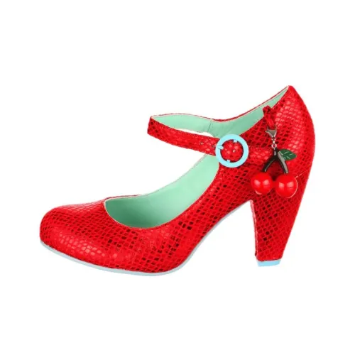 IRREGULAR CHOICE Вишня Champ Грубый каблук Туфли Мэри Джейн 8,5 см Женские Красный