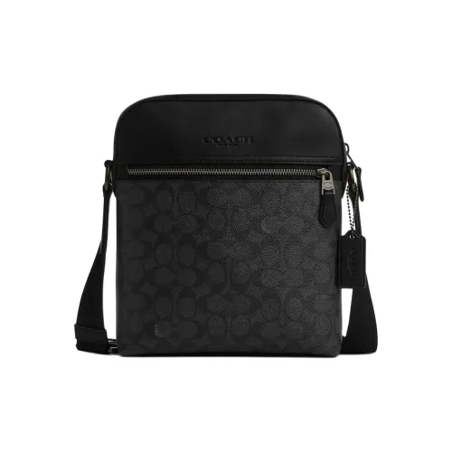 COACH Houston ПВХ Сумка через плечо Сумка на плечо Маленькая Мужская Черная Серый