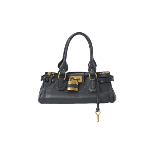 Chloe Рифленая кожа буйвола Тоут Сумка Сумка для покупок Сумка Женская Черная Морская синяя