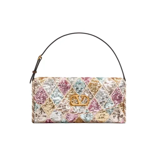 Valentino Рельефная Телячья Кожа Одно Плечо Сумка Маленькая Женская Многоцветная