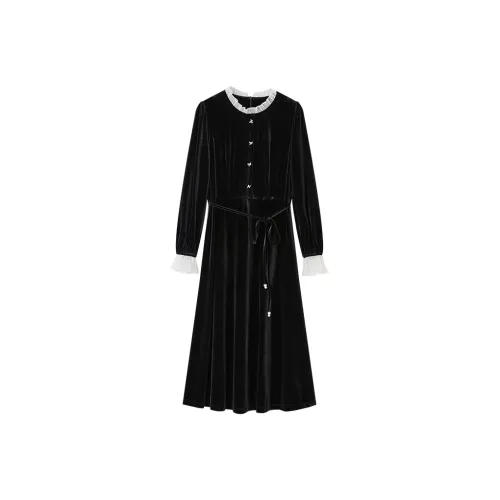 XIANGYING Длинное платье с длинными рукавами женское