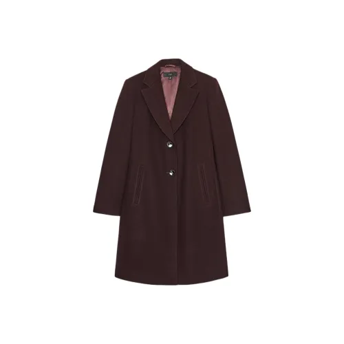 ZARA Женское пальто бордово-красного цвета