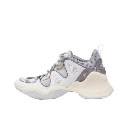 FENDI MID Топ Спортивная повседневная обувь Женская Белый Серый