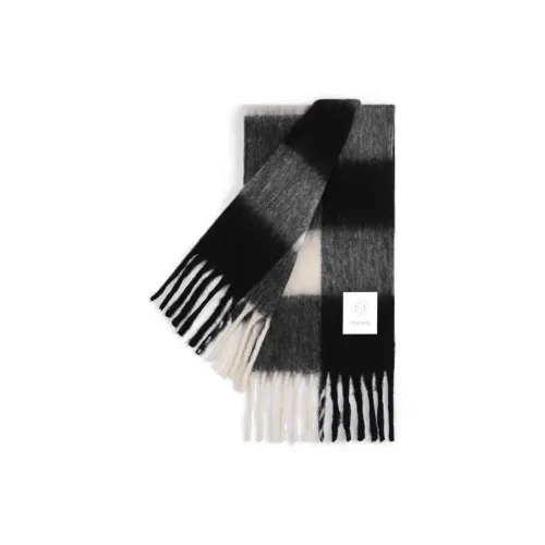 MILLIE'S Полиэстер Трикотаж Шарф Шаль Унисекс Универсальный Черный Белый Серый