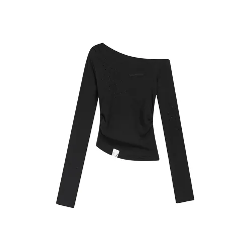 SMILEREPUBLIC Осенний Имитация Ромб Украшение Off Плечо Длинный Рукав Трикотаж Унисекс