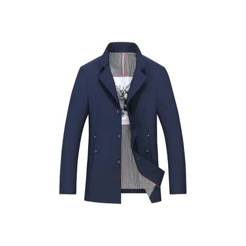 MH Темно-синий синий мужской тренч