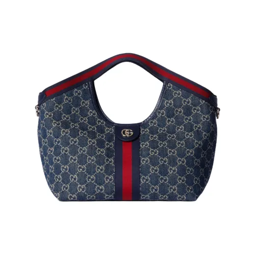 GUCCI Деним Тоут Сумка Сумка через плечо Маленькая Женская Синяя Белая