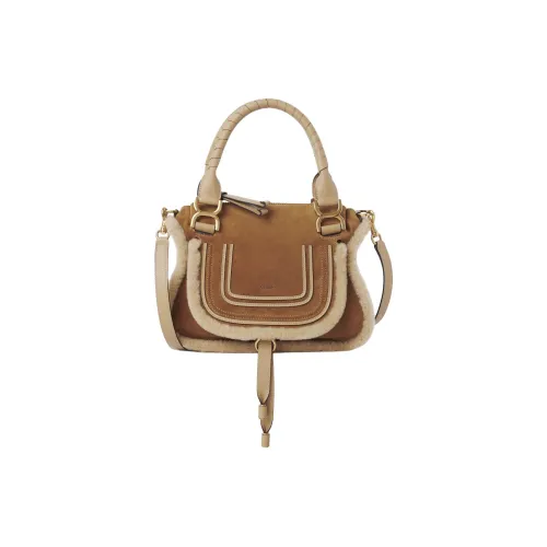 Chloe Marcie Замша Телячья кожа Сумка через плечо Сумка Маленькая Женская Летняя Бежевая