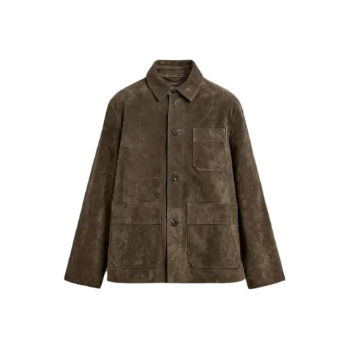 ZARA Средний хаки Мужские кожаные куртки