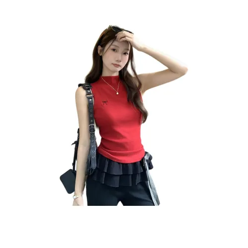 DGMZ Красный Топ без рукавов Женские Майки