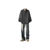 Комплект одежды [Серый топ + Винтажные синие штаны]