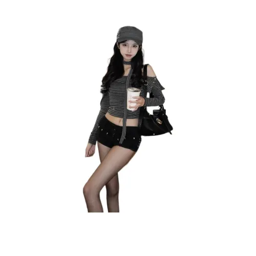 HKPXR Черные Женские T-рубашки