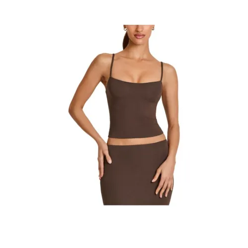 OH POLLY Модал Scoop В-образный топ с бретелями в шоколадно-коричневом цвете женский