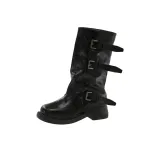 Черные ботинки до середины икры