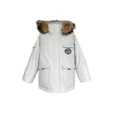 Пуховая куртка серо-бежевого цвета