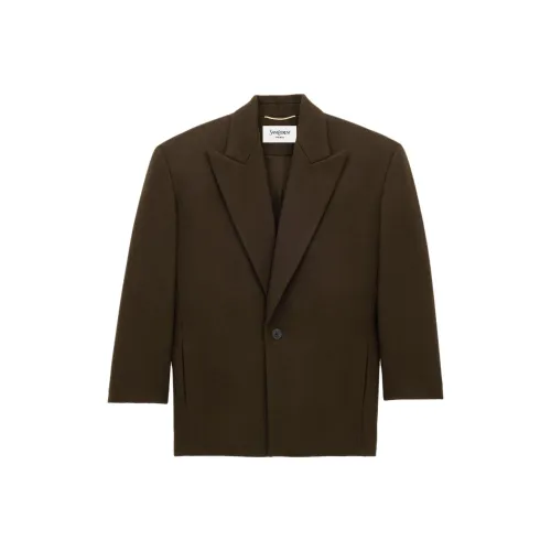 SAINT LAURENT Темное умбра Женское пальто