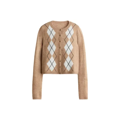 H M Темно-бежевый Многоцветный Ромб Узор Женский Трикотаж