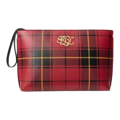 Ralph Lauren Кожа Клатч Большой Женский Красный Черный Клетка
