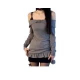 Черное платье-камзол + серая юбка, комплект одежды