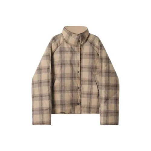 SNZX Клетка Cropped Утолщенный Пуховик Женские Пуховики (Пуфы)