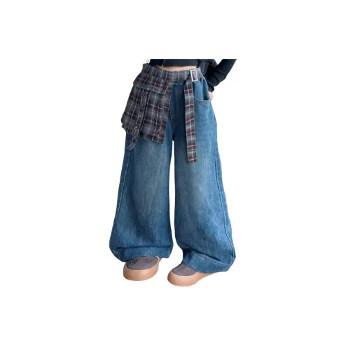 YUGUOGUO Синий с Юбкой Школьный возраст Джинсы