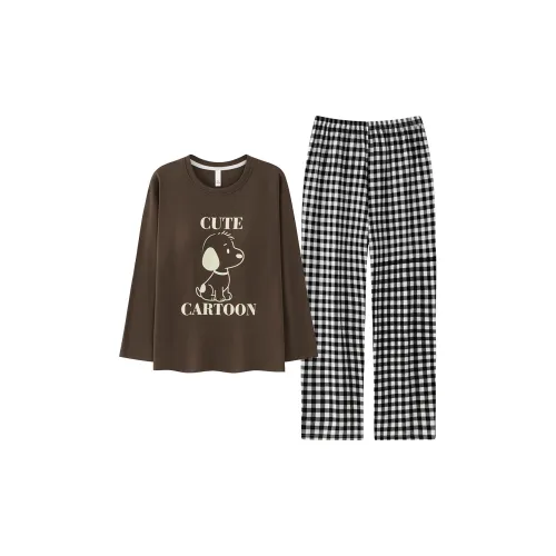 QIAOJIAREN Шоколад Женские Пижамные Комплекты