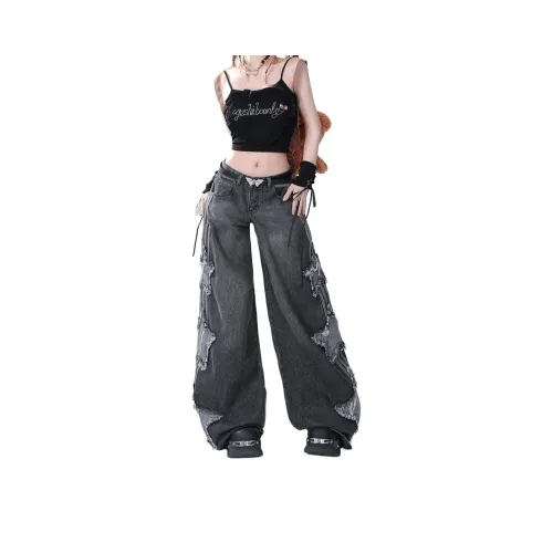 UNA RETA Серый Унисекс Джинсы