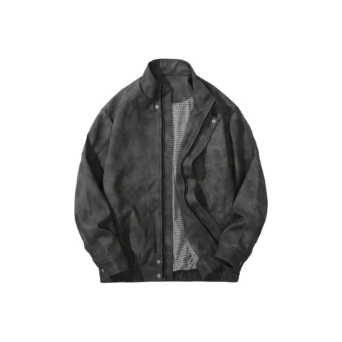 Xiyue Серый Мужская Кожаная Куртка