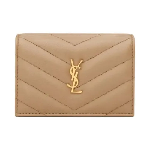 SAINT LAURENT CASSANDRA Lambskin Wallet Small Women's Tan