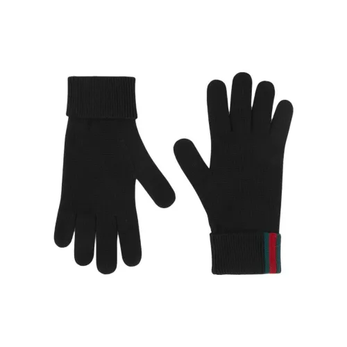 GUCCI Шерстяные трикотажные перчатки Мужские Черные