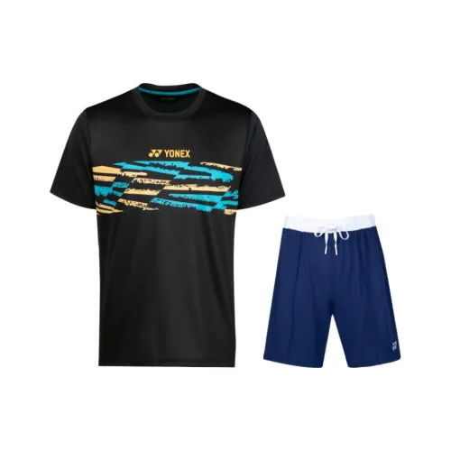 YONEX Комплект Одежда Черный Топ + Деним Темно-Синий Низ Унисекс Повседневная Спортивная Одежда