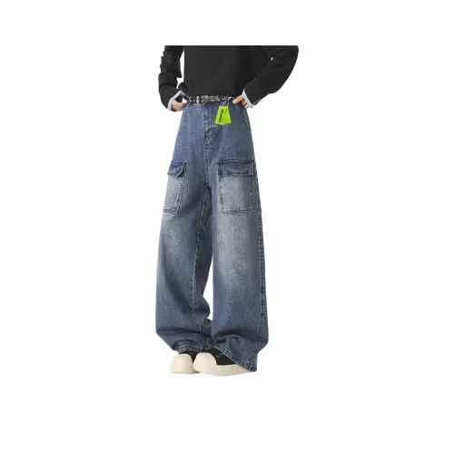 DANGERTIGER Винтажные синие унисекс джинсы