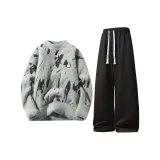 Серый топ + черные штаны