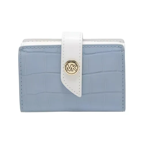 MICHAEL KORS MICHAEL KORS Luggage Collection Коровья кожа Монетница Женская Светло-синий и Белый