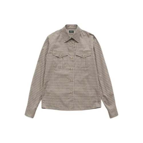 The Barnnet FW25 Eight Молоко Townie Check Карман Рубашка Бежевый Рубашка Женские