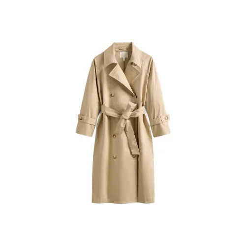 H M Темный хаки Женский тренч