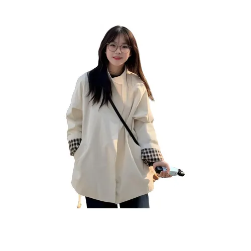 ZVJH Экрю Женская тренч-куртка