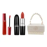 Красная жидкая помада #405, цвет "Красные гнилые помидоры", объем 6,5 мл + MAC316 (916), вес 3 г