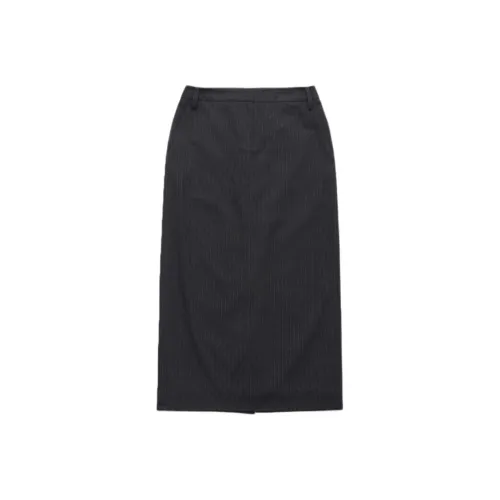 The Barnnet FW25 Eight Молоко Форма Низ Шов Maxi Юбка_Stripe Повседневный Длинный Юбка Женские