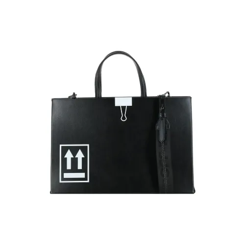 Off Белый Кожа Тоут Сумка Сумка для покупок Сумка на плечо Сумка Женская Черная