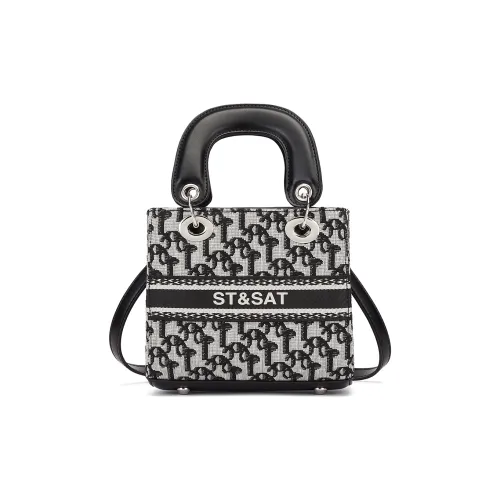 ST SAT Ткань Синтетическая кожа Сумка Lady Dior Женская Черная