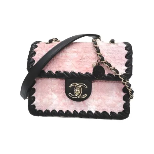CHANEL Тяжелый твид и телячья кожа с золотым металлом сумка через плечо мини женский розовый и черный
