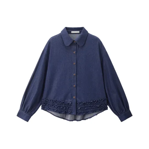 Giordano 63 Джинсовый Синий Женская Рубашка