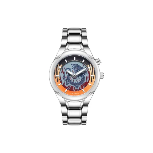 MEXVEL Электронный + Кварцевый механизм ремешок из нержавеющей стали мужские часы апельсиновый циферблат