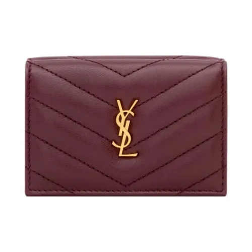 SAINT LAURENT Lambskin Wallet Small Women's Cabernet Sauvignon Red SAINT LAURENT Овечья шкура Кошелек Маленький Женские Каберне Совиньон Красный