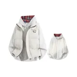 Жилет цвета экрю + белый и серый свитшот