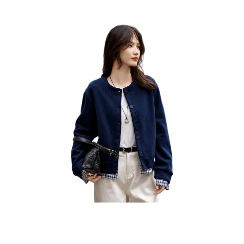 Still quiet Темно-синяя клетка Женские куртки